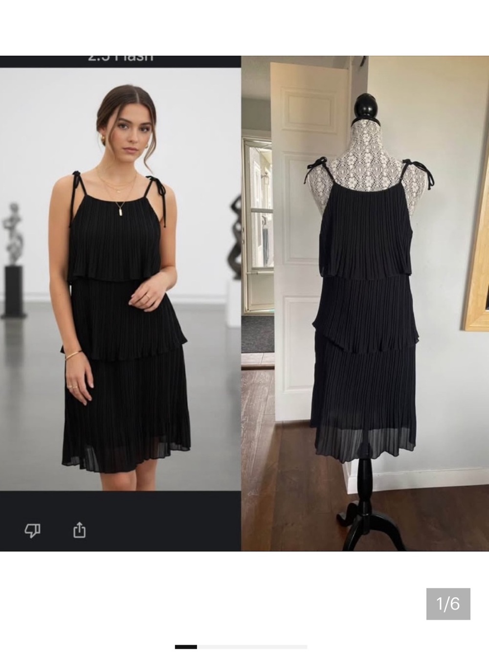 New Lord & Taylor Tiered Pleated Dress. Medium. Black